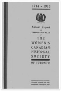 1914-1915 Annual Report and Transaction No 14 of the WCHST Cover