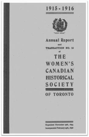 1915-1916 Annual Report and Transaction No 15 of the WCHST Cover