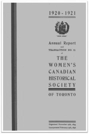 1920-1921 Annual Report and Transaction No 21 of the WCHST Cover