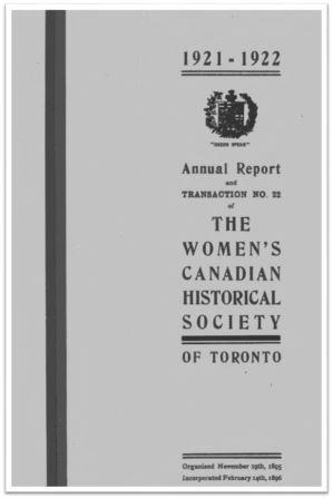 1921-1922 Annual Report and Transaction No 22 of the WCHST Cover