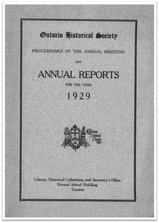 1929 Annual Report of the OHS Cover