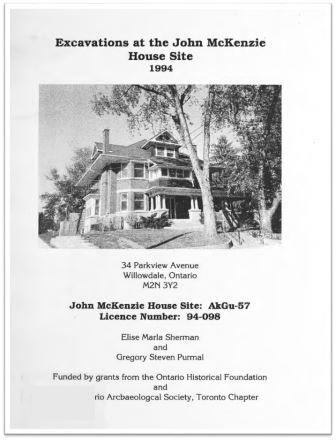 1994 Excavations at John McKenzie House Site Cover
