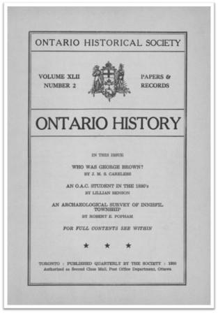 Ontario History 1950 v42 n2 April Cover