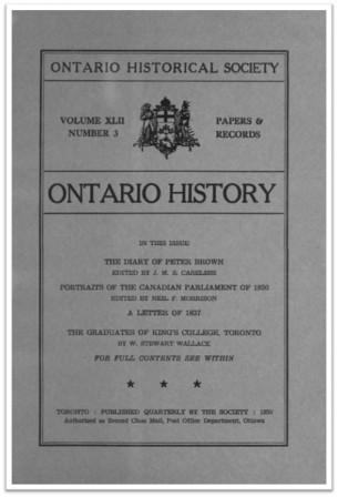 Ontario History 1950 v42 n3 July Cover