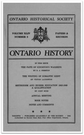 Ontario History 1952 v44 n3 July Cover