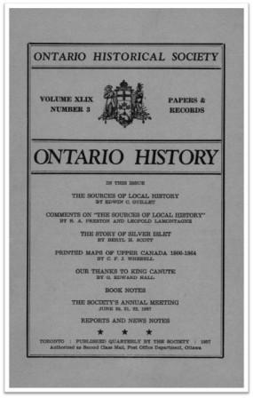 Ontario History 1957 v49 n3 Summer Cover