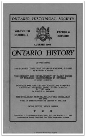 Ontario History 1960 v52 n4 December Cover