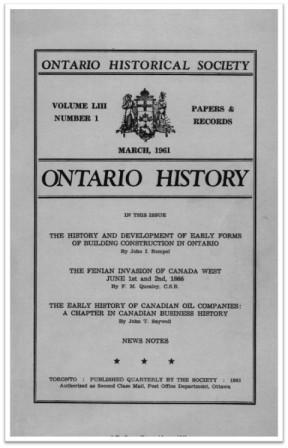 Ontario History 1961 v53 n1 March Cover