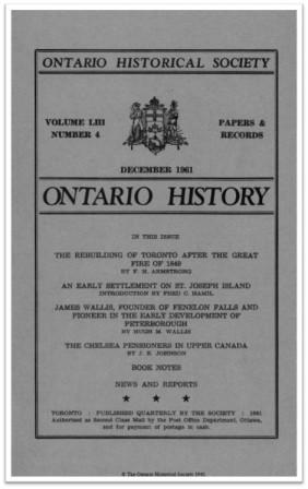 Ontario History 1961 v53 n4 December Cover