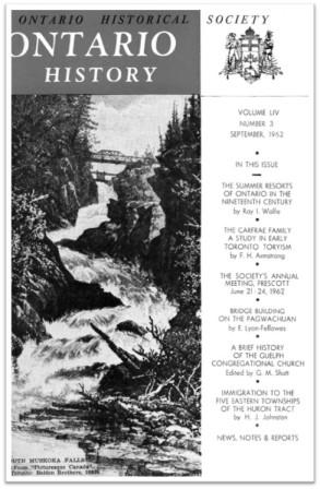 Ontario History 1962 v54 n3 September Cover