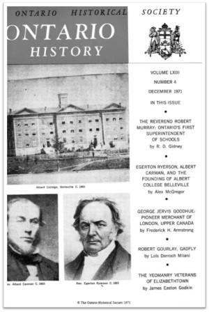 Ontario History 1971 v63 n4 December Cover