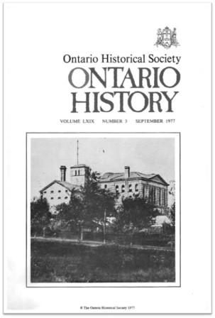 Ontario History 1977 v69 n3 September Cover
