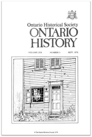 Ontario History 1978 v70 n3 September Cover