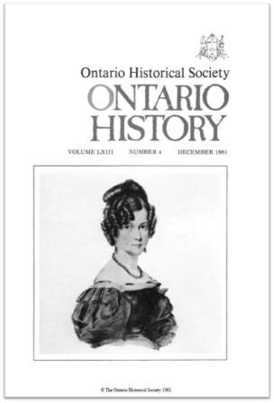 Ontario History 1981 v73 n4 December Cover
