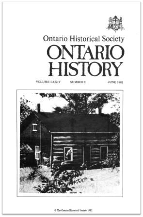 Ontario History 1982 v74 n2 June Cover