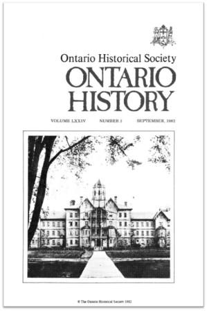 Ontario History 1982 v74 n3 September Cover