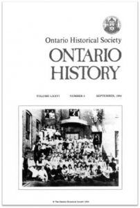 Ontario History 1984 v76 n3 September Cover