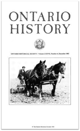 Ontario History 1985 v77 n4 December Cover