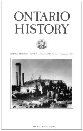 Ontario History 1987 v79 n3 September Cover