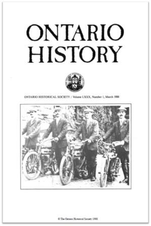 Ontario History 1988 v80 n1 March Cover