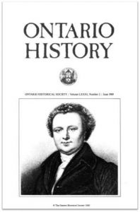 Ontario History 1989 v81 n2 June Cover