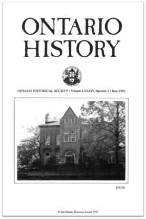 Ontario History 1992 v84 n2 June Cover