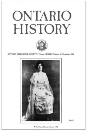 Ontario History 1992 v84 n4 December Cover