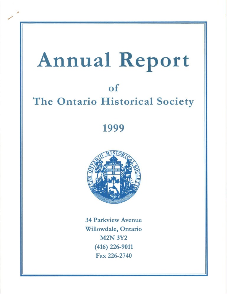 1999 OHS Annual Report Cover