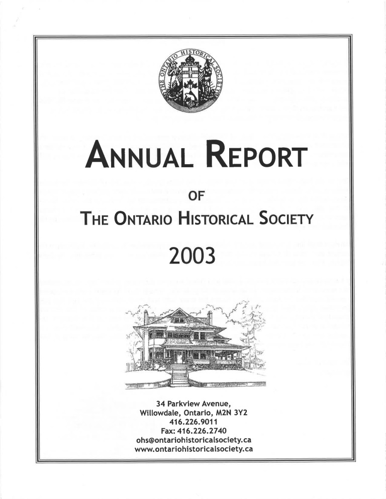2003 OHS Annual Report Cover