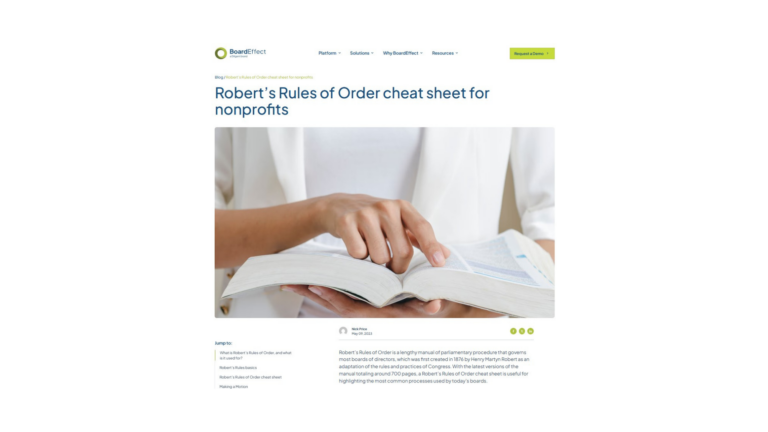 Capacity Building 1-2 Robert’s Rules of Order Cheat Sheet for Nonprofits Image