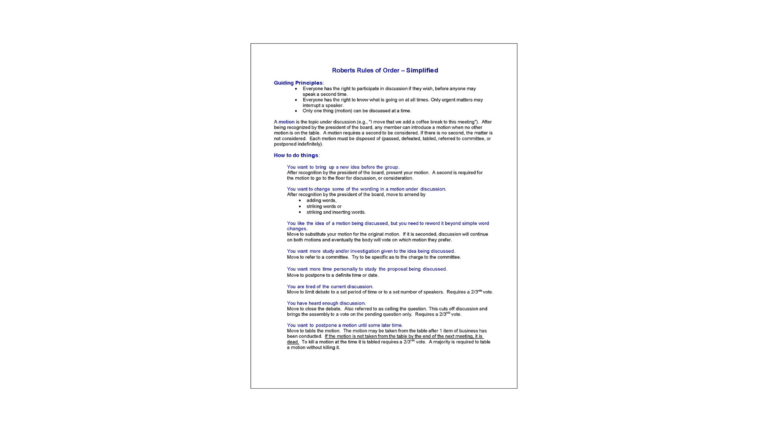 Capacity Building 1-2 Roberts Rules of Order - Simplified Image